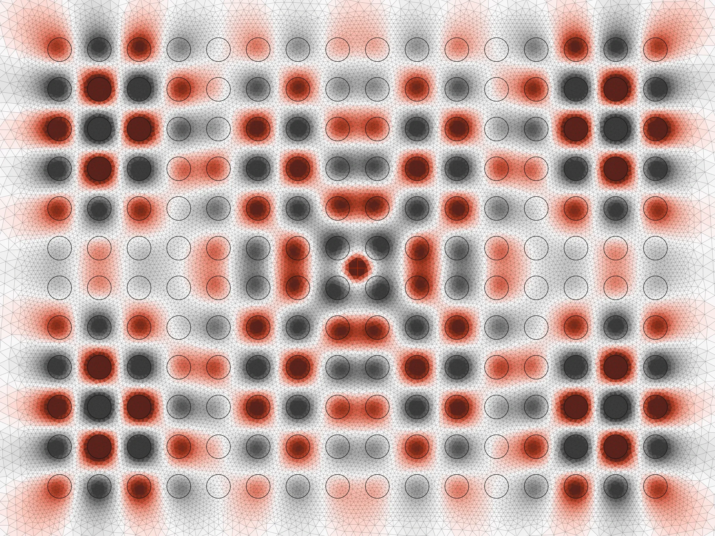 Point source in a crystal of dispersive rods tuned just inside the band edge: a checkerboard Bloch mode under a slow envelope, as high-frequency homogenization predicts (a/λ = 0.2480 against 0.2490 exact)