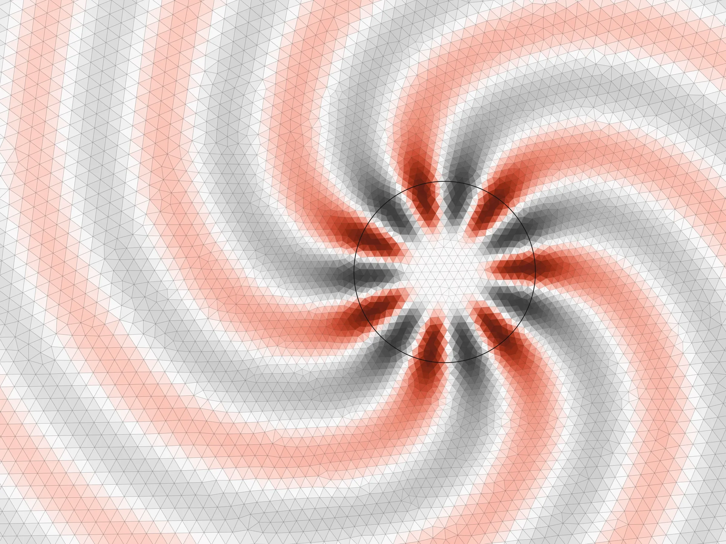 Whispering-gallery quasinormal mode of a dielectric disk (m = 7, kR = 4.405 − 0.007i): the radiated field grows with distance, the mark of a complex frequency